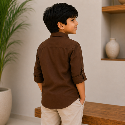 Plain Brown - Pure Cotton Shirt