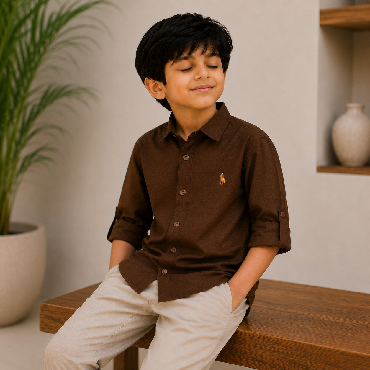 Plain Brown - Pure Cotton Shirt