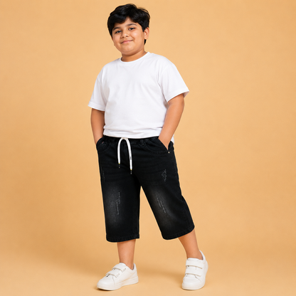 Denim Capri Faded black ( unisex )