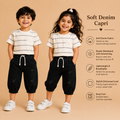 Denim Mini Capri Faded sky black ( unisex )