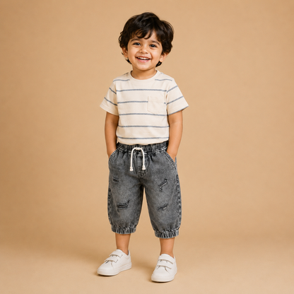 Denim Mini Capri Faded Grey ( unisex )