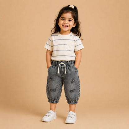 Denim Mini Capri Faded Grey ( unisex )