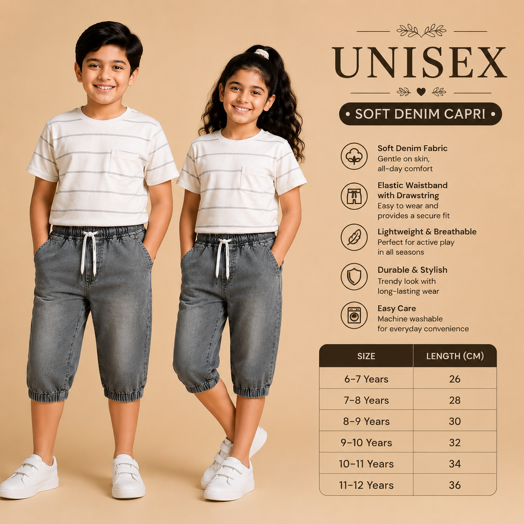 Denim Capri Faded Grey ( unisex )