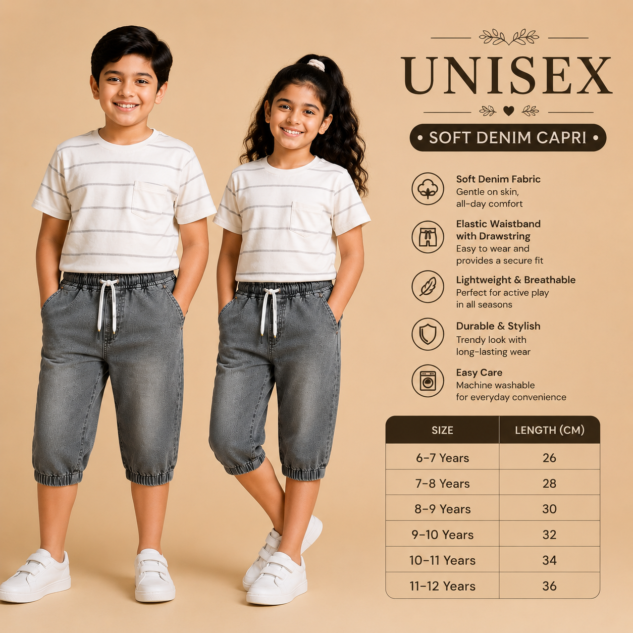 Denim Capri Faded Grey ( unisex )