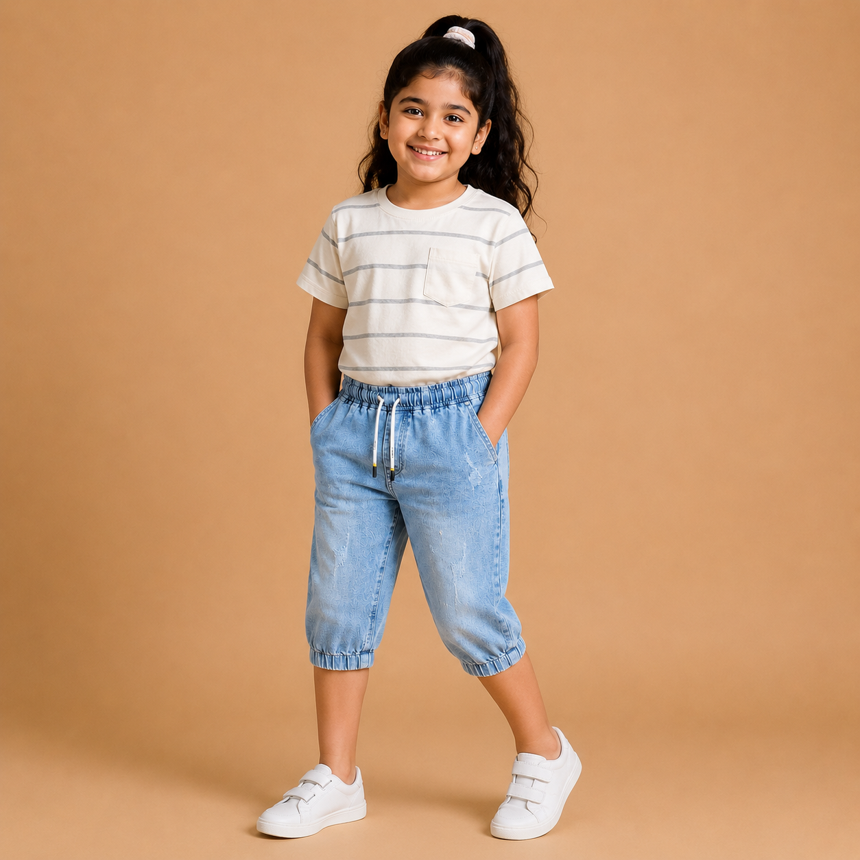 Denim Capri Faded sky blue ( unisex )