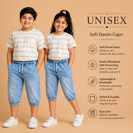 Denim Capri Faded sky blue ( unisex )