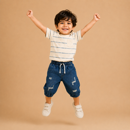 Denim Mini Capri Faded navy blue ( unisex )