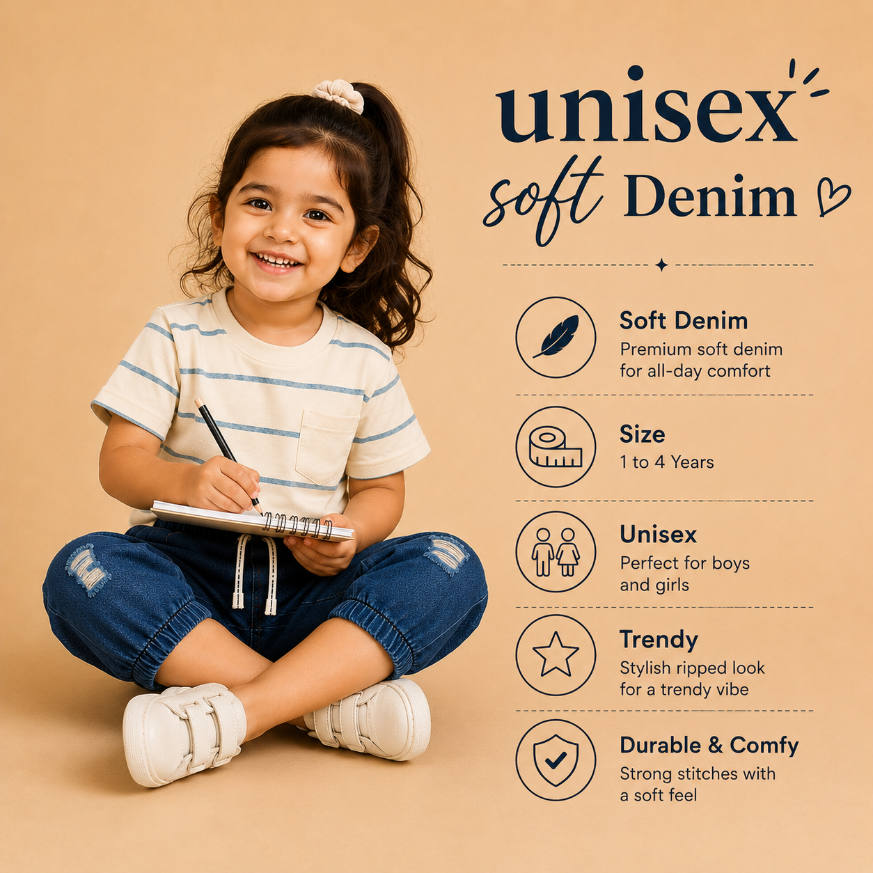 Denim Mini Capri Faded navy blue ( unisex )