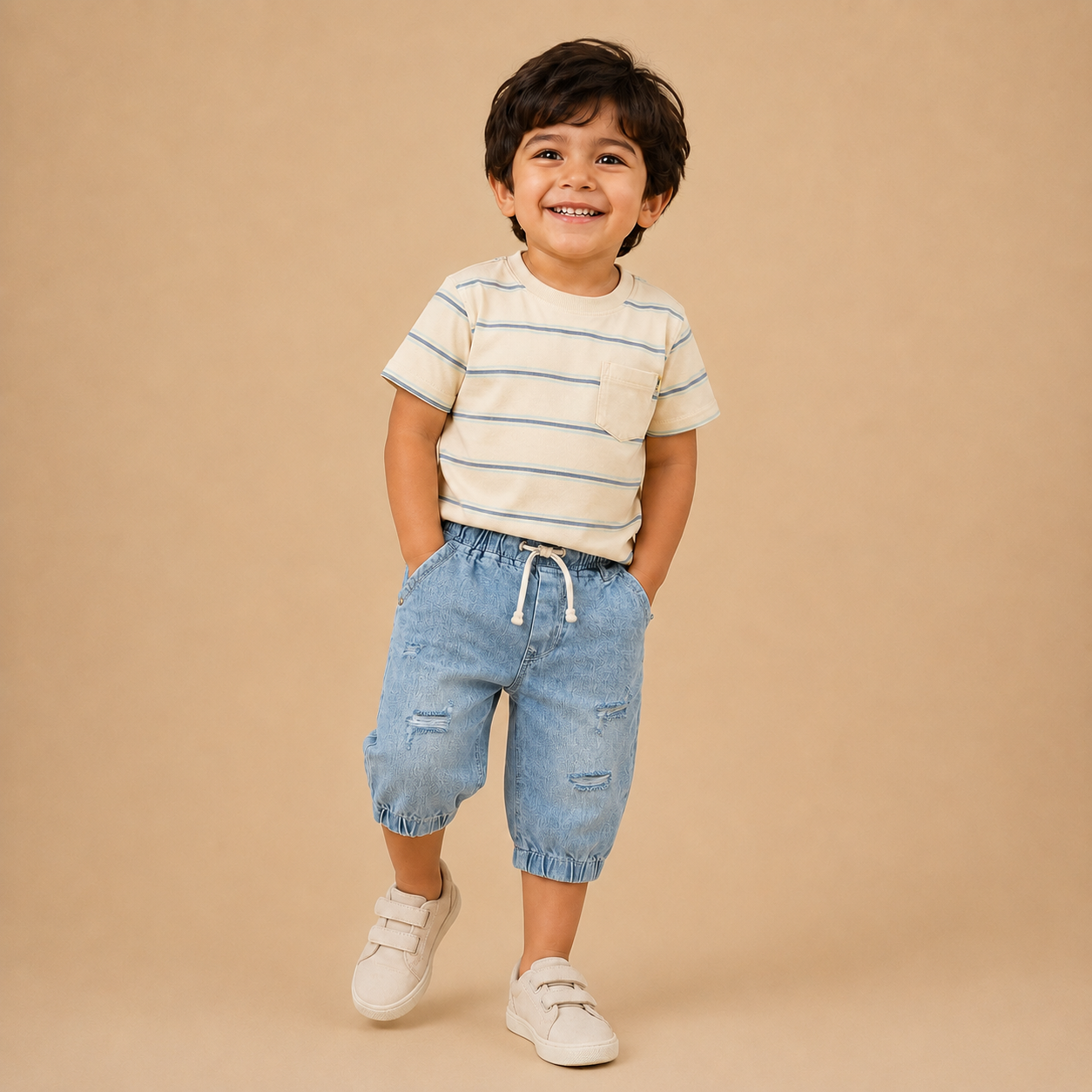 Denim Mini Capri Faded sky blue ( unisex )