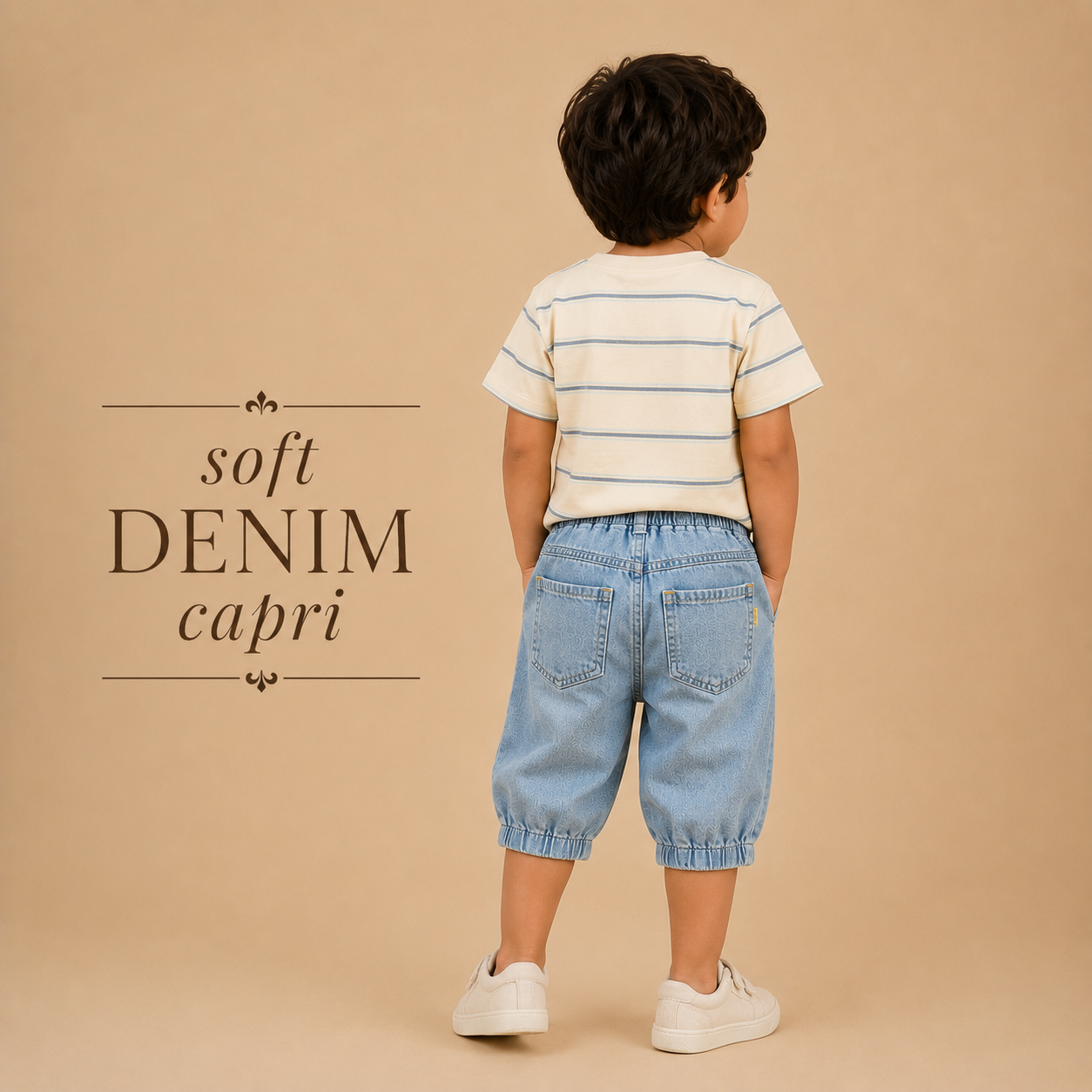 Denim Mini Capri Faded sky blue ( unisex )