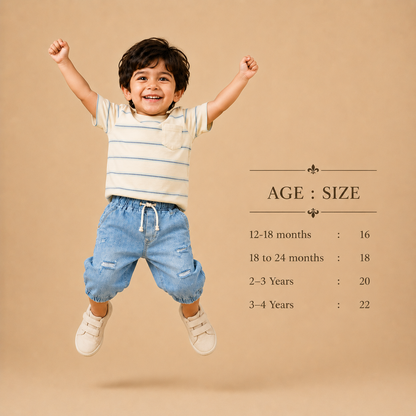Denim Mini Capri Faded sky blue ( unisex )