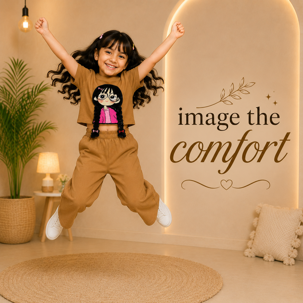 Beige 3D Crop-Plazo Cordset
