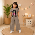 Grey 3D Crop-Plazo Cordset