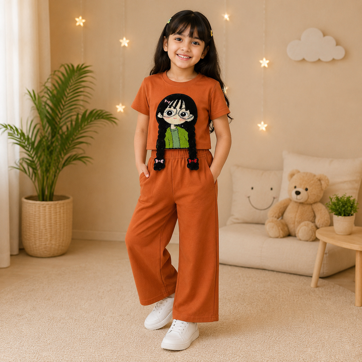 Rust 3D Crop-Plazo Cordset