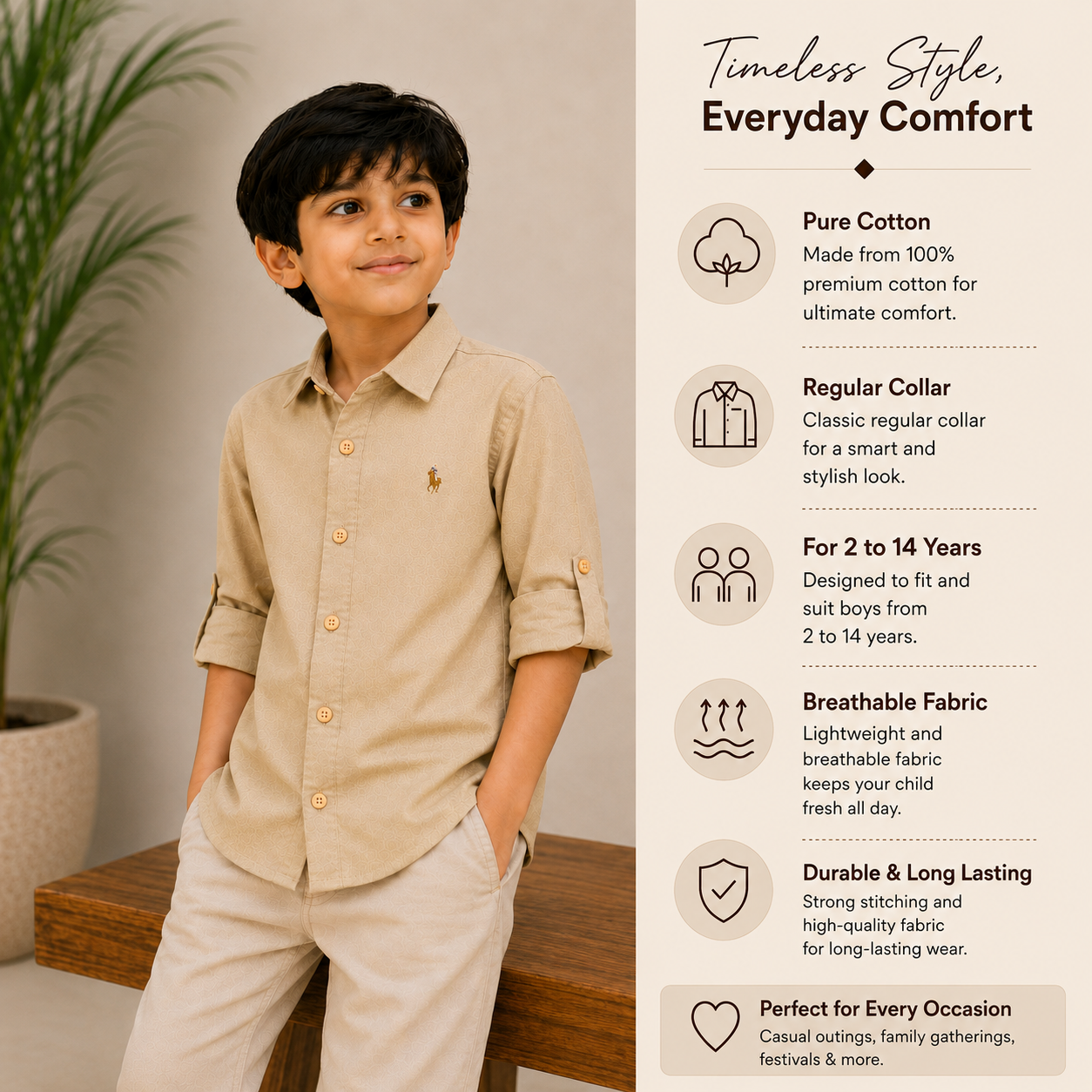 Plain Cream - Pure Cotton Shirt