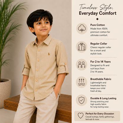 Plain Cream - Pure Cotton Shirt