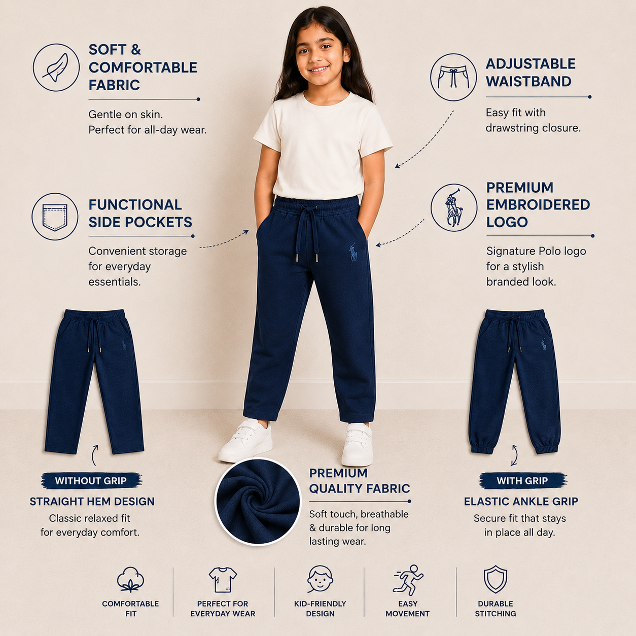 Soft navy bottom