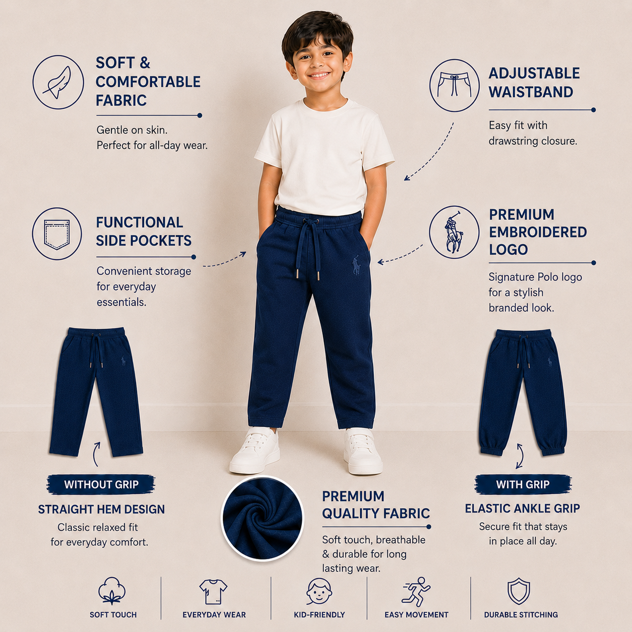 Soft navy bottom