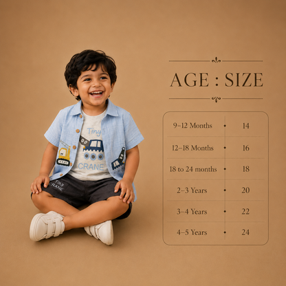 Blue : mini Crane Muslin Cotton 3 Piece Set