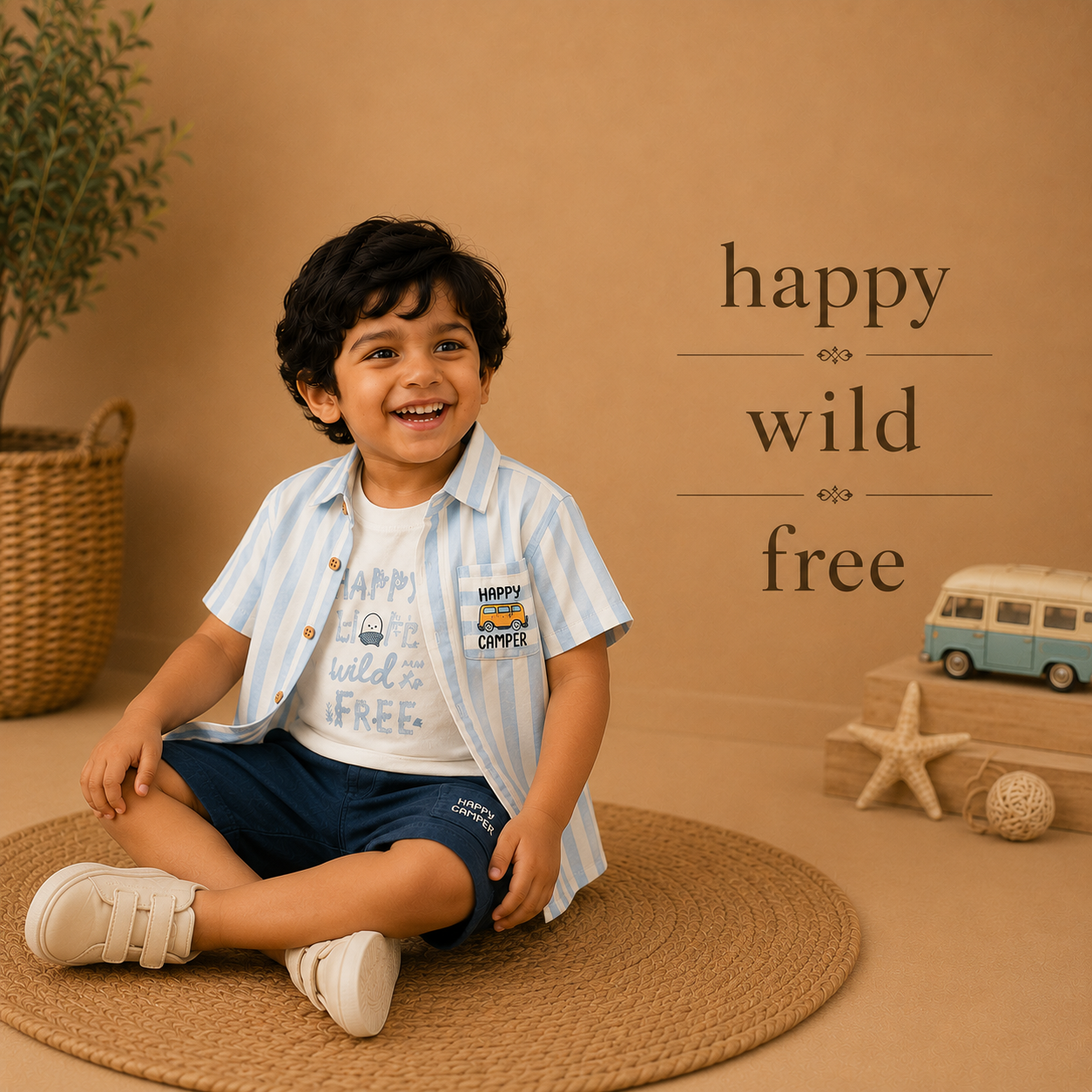 Blue : Muslin Cotton 3 Piece Set