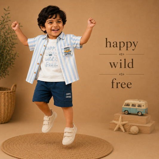 Blue : Muslin Cotton 3 Piece Set