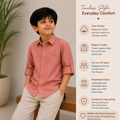Plain Dusty Peach - Pure Cotton Shirt