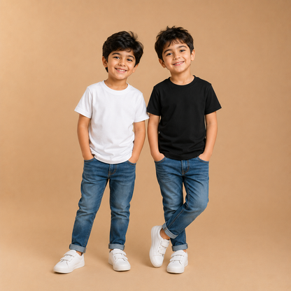 Plain White / Black Cotton Tshirts