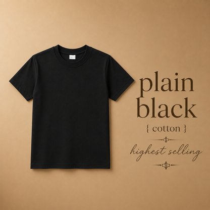 Plain White / Black Cotton Tshirts