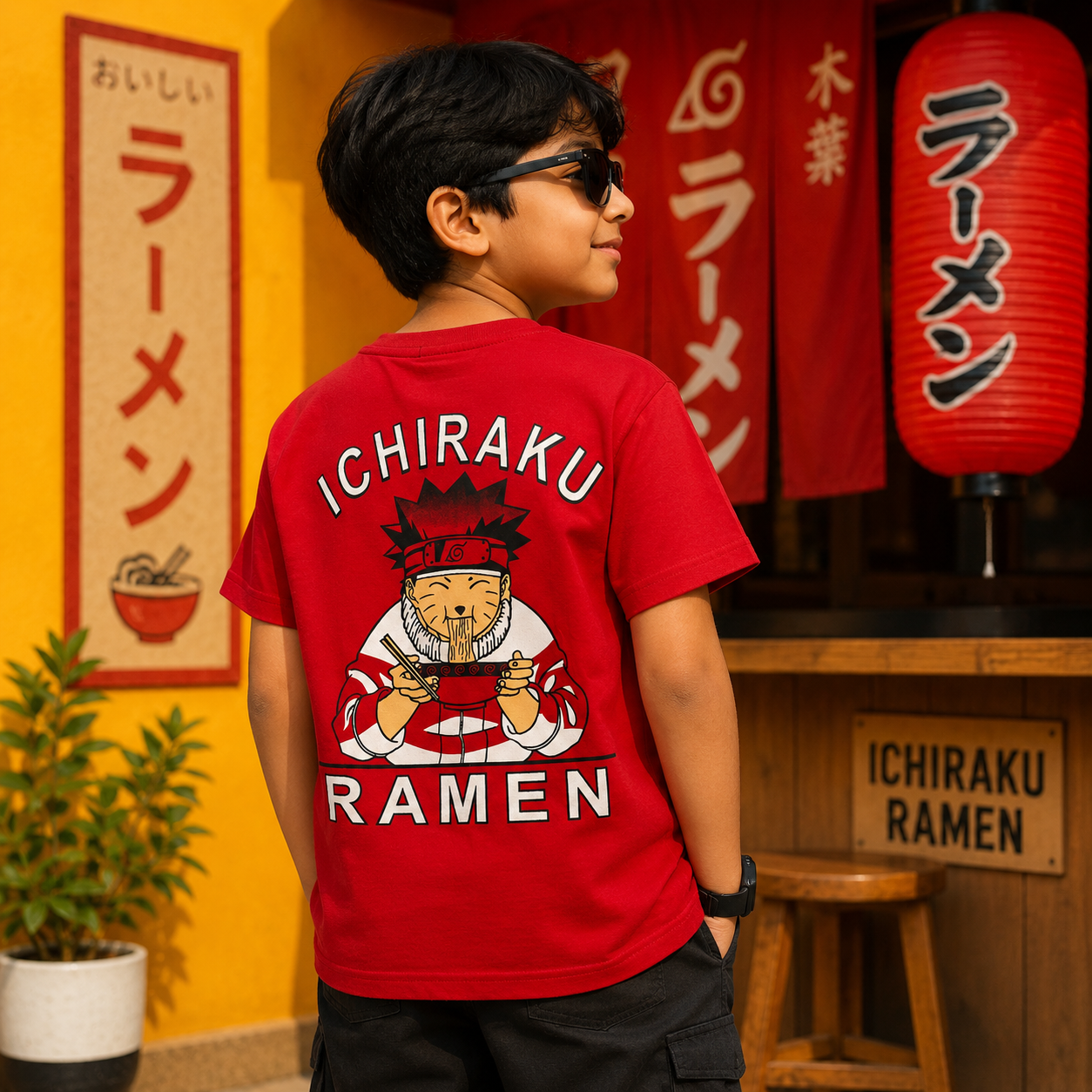 Naruto Anime Red Backprint Tshirt