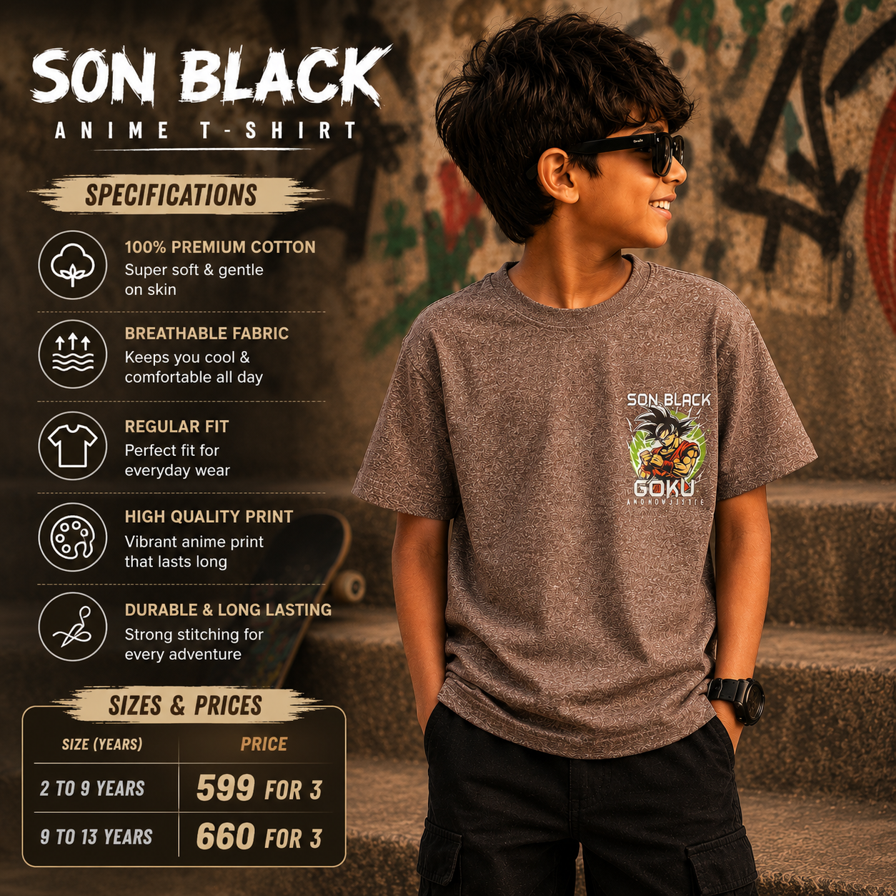 Dragonball Z Goku - Brown Anime Tshirt