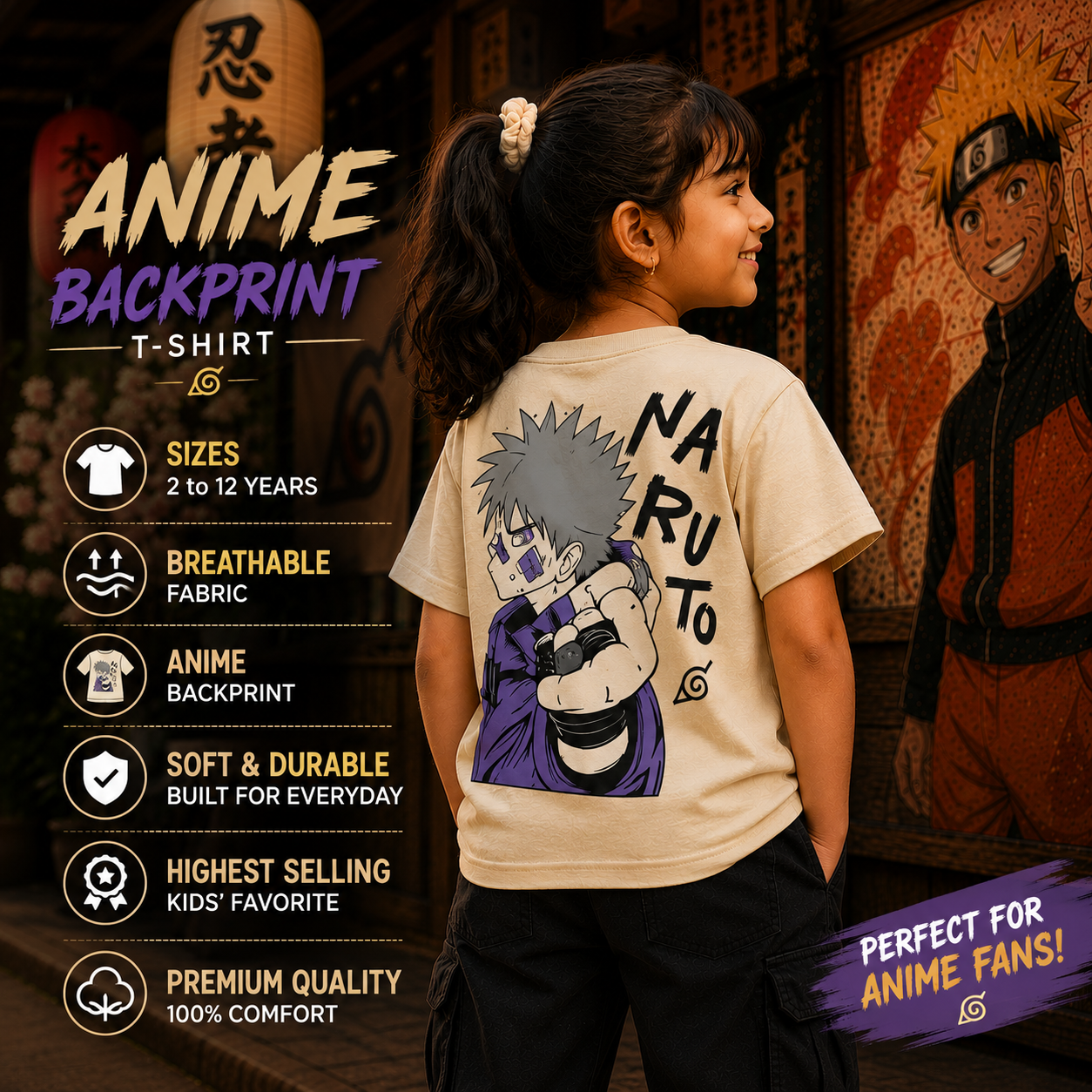 Naruto Anime Backprint Tshirt