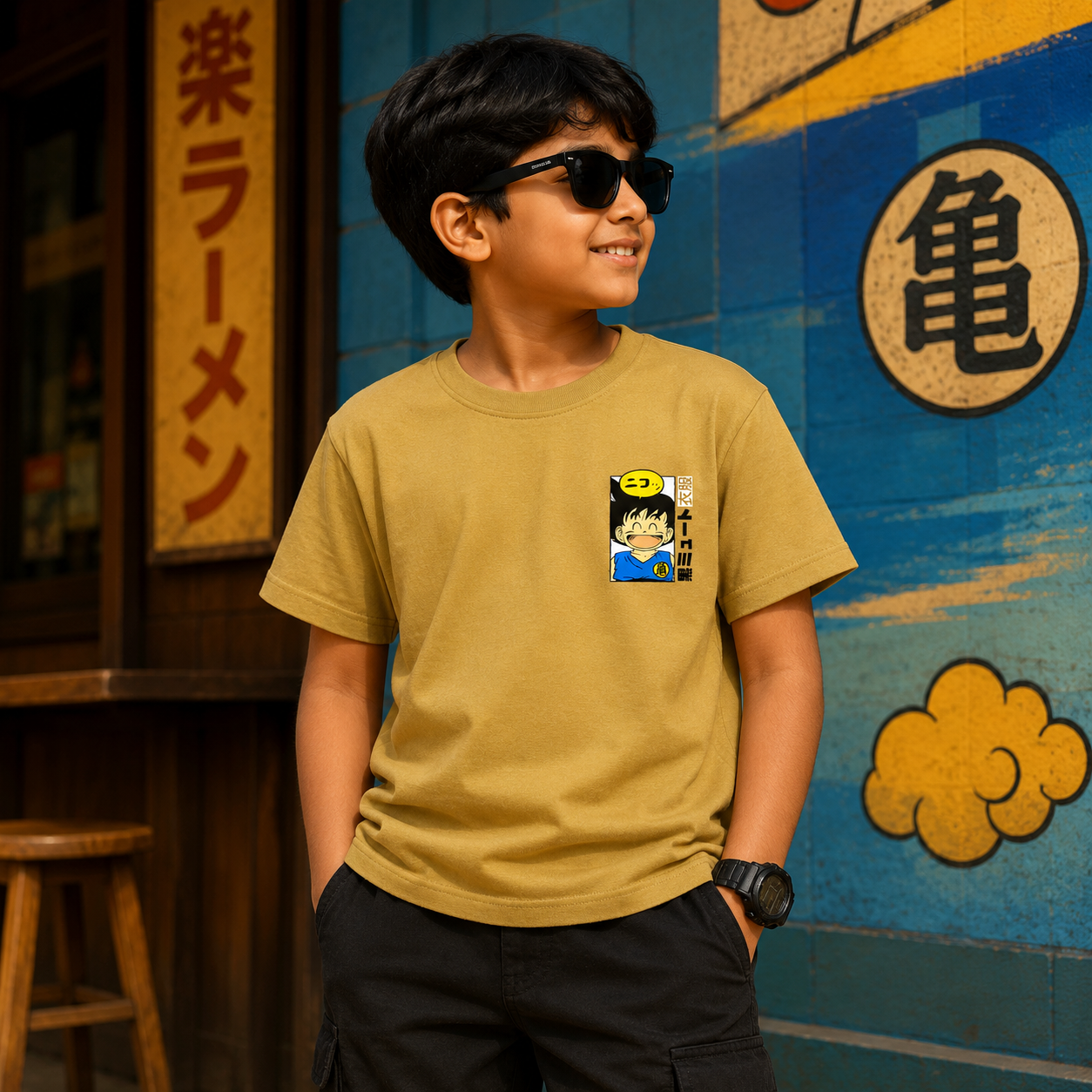 Dragon Ball Anime Goten - Musturd yellow Tshirt