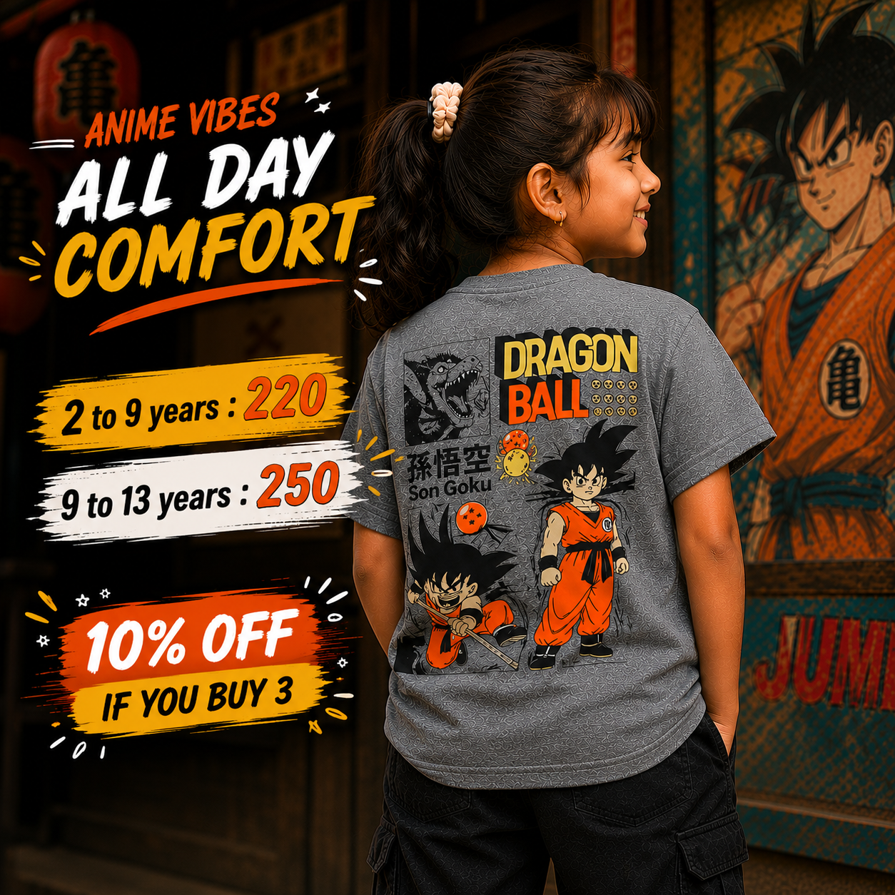 Dragon Ball Anime Grey Backprint Tshirt
