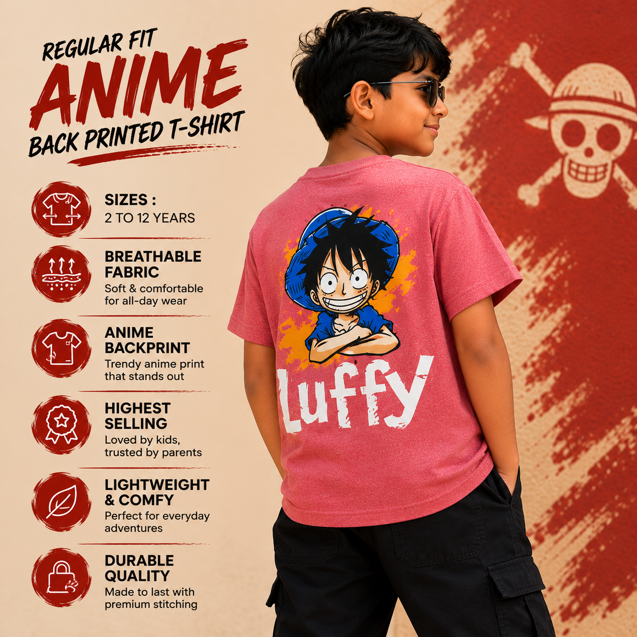 Monkey D Luffy Anime - Backprint Tshirt