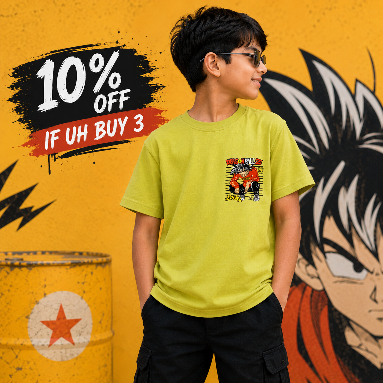 Dragon Ball Z Anime Goku Musturd T-Shirt