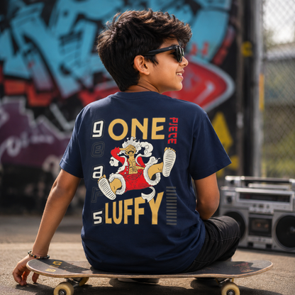 Luffy Navy blue Backprint Tshirt