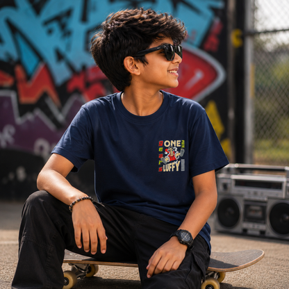 Luffy Navy blue Backprint Tshirt