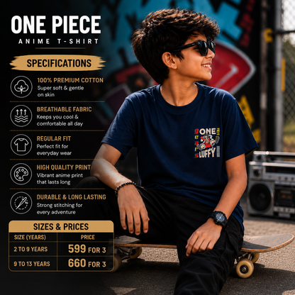 Luffy Navy blue Backprint Tshirt