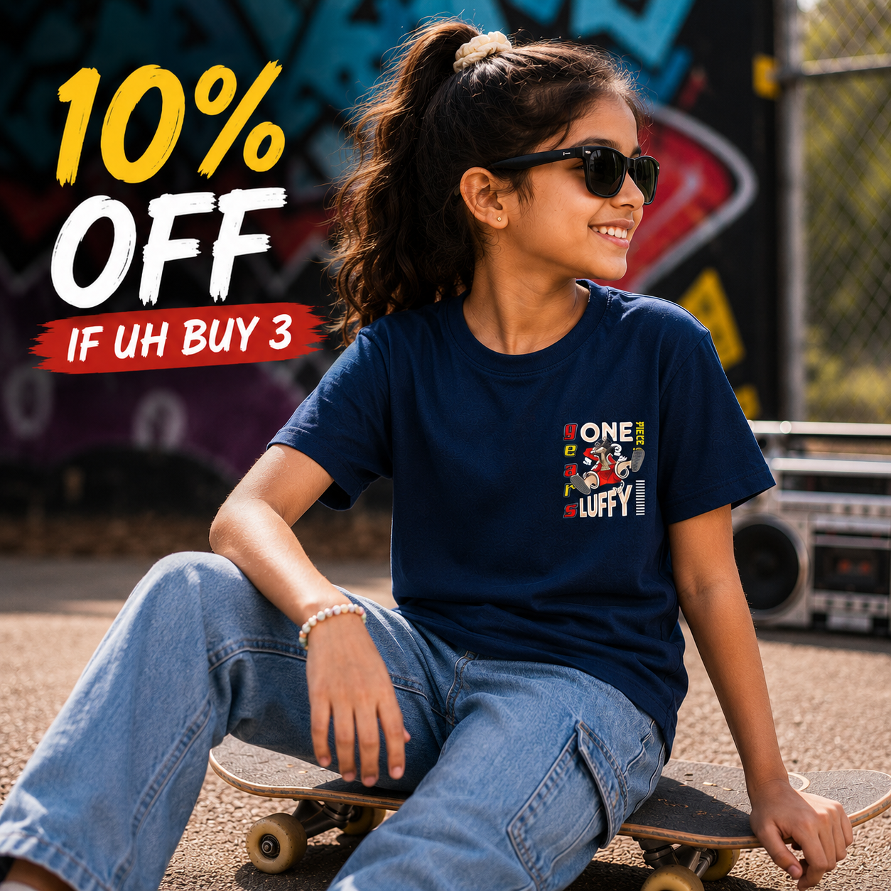 Luffy Navy blue Backprint Tshirt