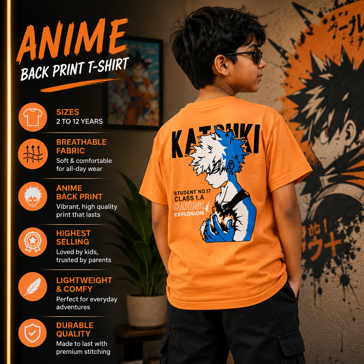 Katsuki orange Anime  Backprint T-Shirt