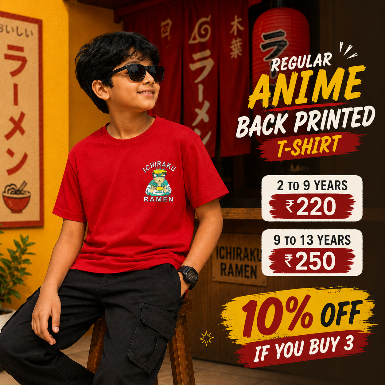Naruto Anime Red Backprint Tshirt