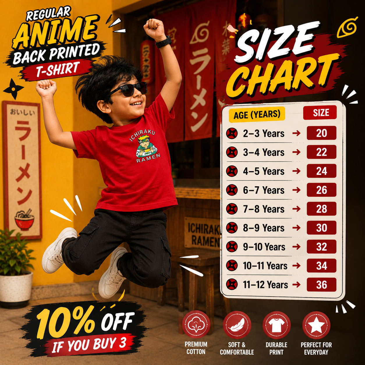 Naruto Anime Red Backprint Tshirt