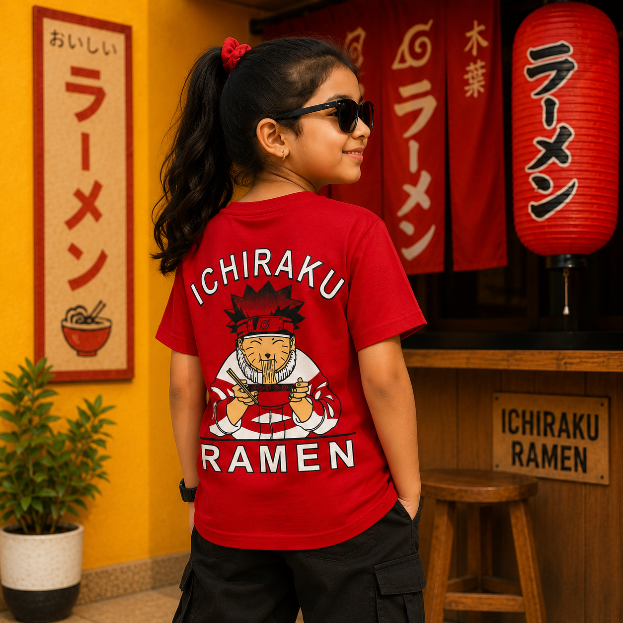 Naruto Anime Red Backprint Tshirt