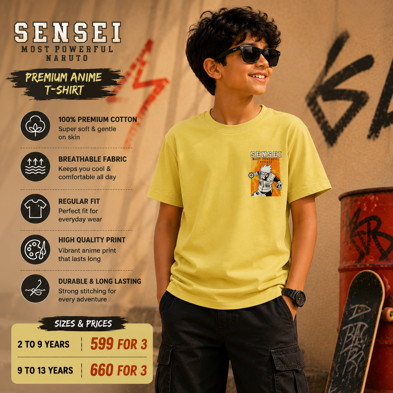 Kakashi Lemon Yellow - Anime Backprint Tshirt