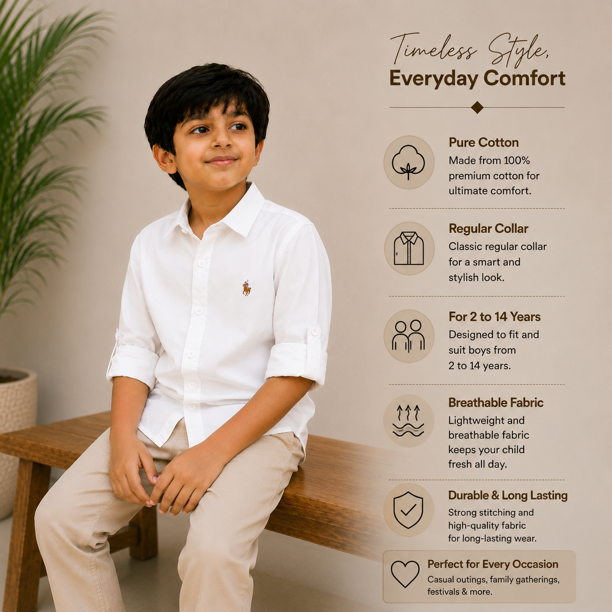 Plain White Shirt - Pure Cotton